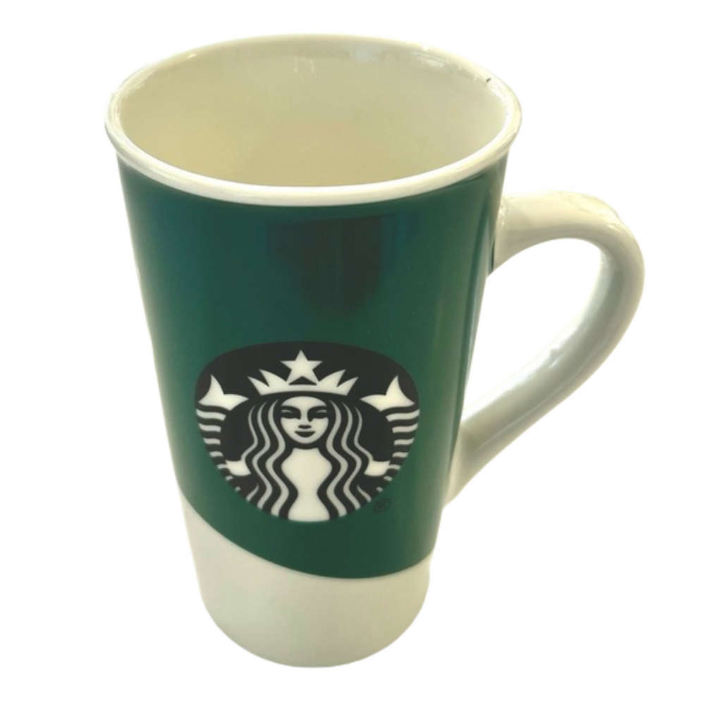 Starbucks Tall Handled Coffee Mug 16oz. Green White Siren Mermaid Logo